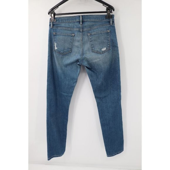 Frame Denim Jeans Womens 25 Le Garcon Skinny Low Rise Distressed Blue Jay Way - Picture 3 of 10